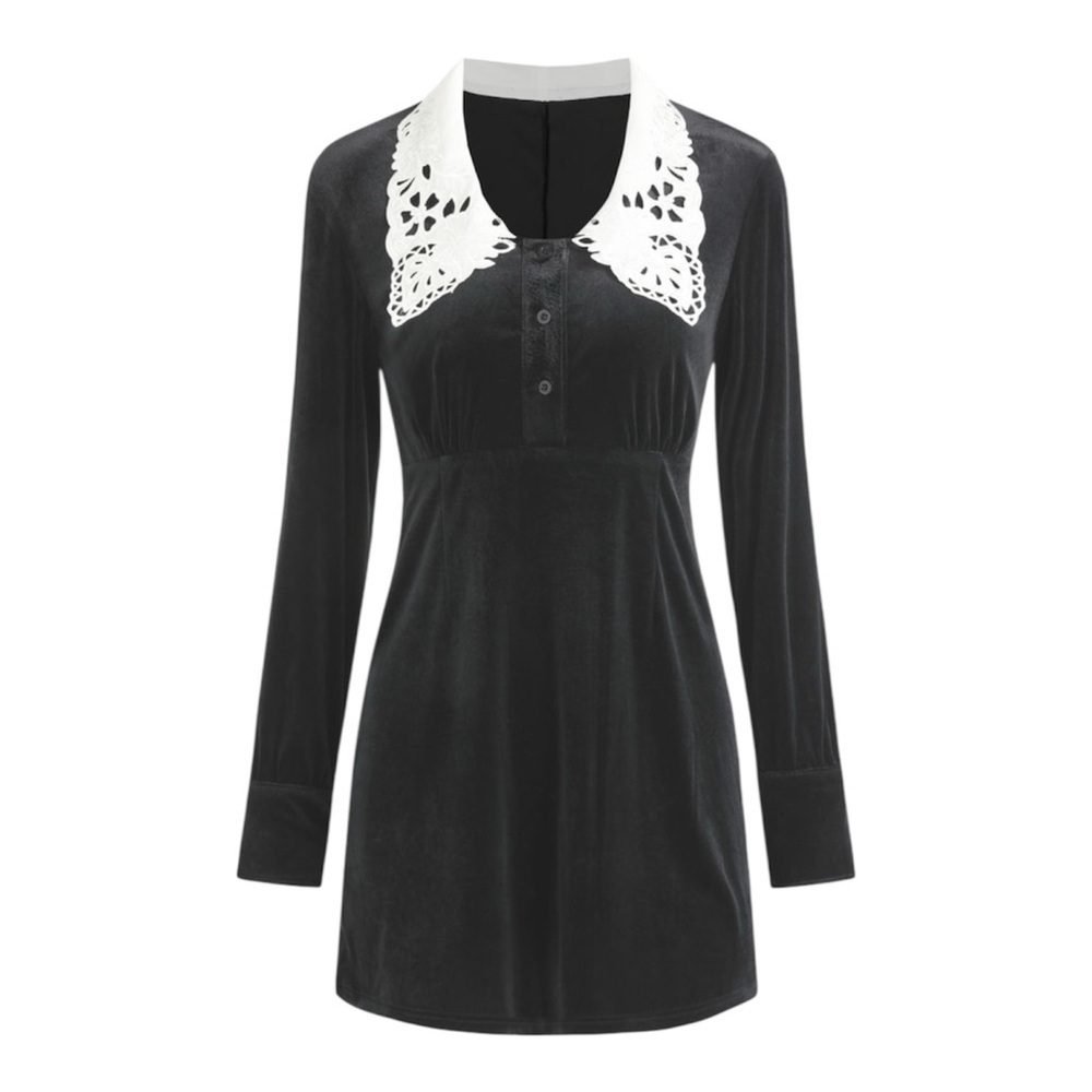 CIDER Floral Trim Velvet Dress Size Small